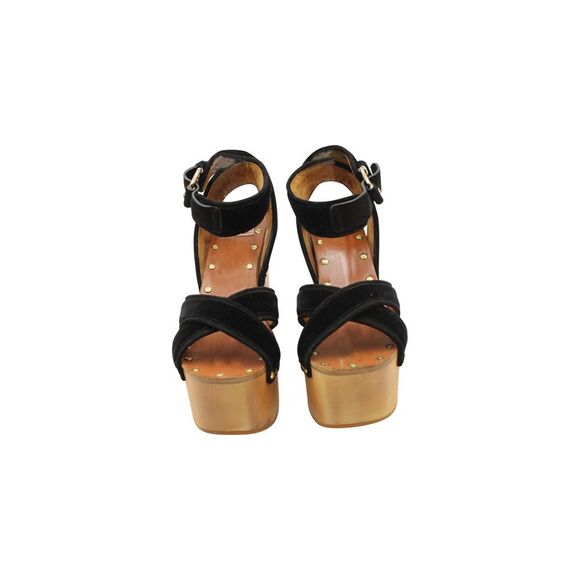 Celine Phoebe Platform Wedge Sandals in Brown Wood - Picture 2 of 7